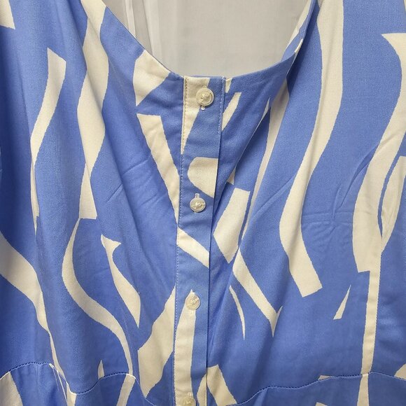 Ava & Viv Periwinkle Blue White Sleeveless Maxi Dress Festival Boho Abstract 4X - Picture 7 of 10